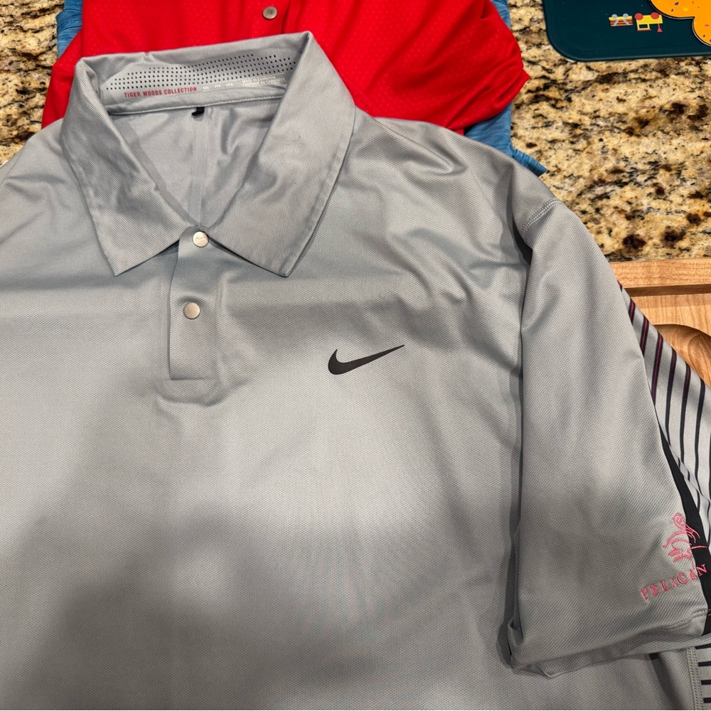 Tiger Woods Nike Silver and Black Men's Polo Shirt
